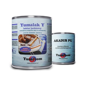 Lakier jachtowy Yumalak Y 2-K poliuretanowy bezbarwny połysk opakowanie 1 litr (cena nie zawiera utwardzacza)
